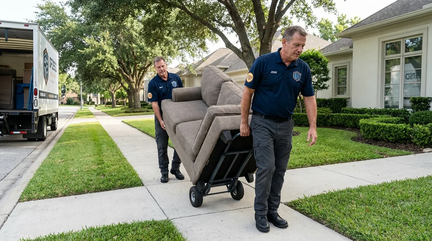 Local residential moving crew loading furniture in Carbon Cliff, IL
